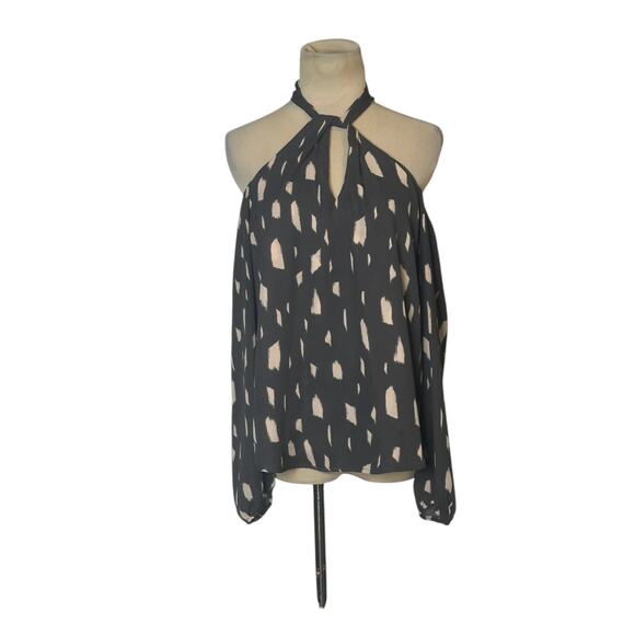 Verónica M. gray cream print cold shoulder blouse size small - Picture 10 of 10